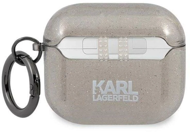 Karl Lagerfeld Blizgučių Karlo galvos dėklas AirPods 3 - Juodas