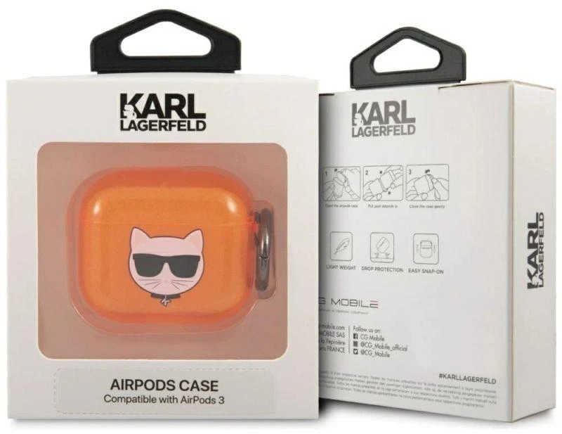 Karl Lagerfeld Choupette dėklas AirPods 3 - oranžinis