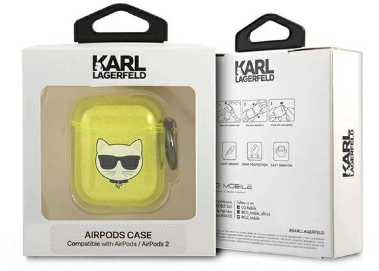 Karl Lagerfeld Choupette dėklas AirPods 1/2 - Geltonas