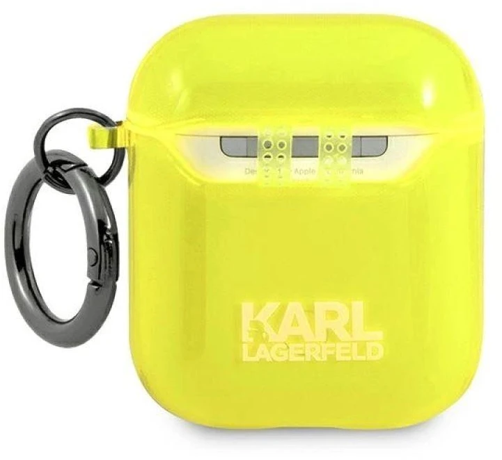Karl Lagerfeld Choupette Head Glitter - dėklas skirtas Airpods (fluo yellow)