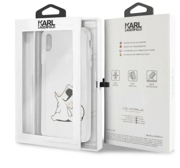 Karl Lagerfeld KLHCI65CFNRC Apple iPhone Xs Max kietas dėklas skaidrus Choupette Fun