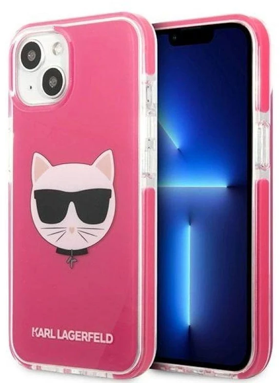 Karl Lagerfeld KLHCP13STPECPI Apple iPhone 13 mini 5,4″ kietas dėklas fuschia Choupette Head