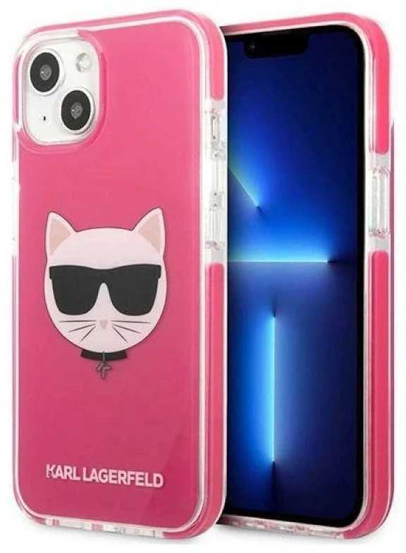 Karl Lagerfeld KLHCP13MTPECPI Apple iPhone 13/ 14 / 15 6,1″ kietas dėklas fuschia Choupette Head