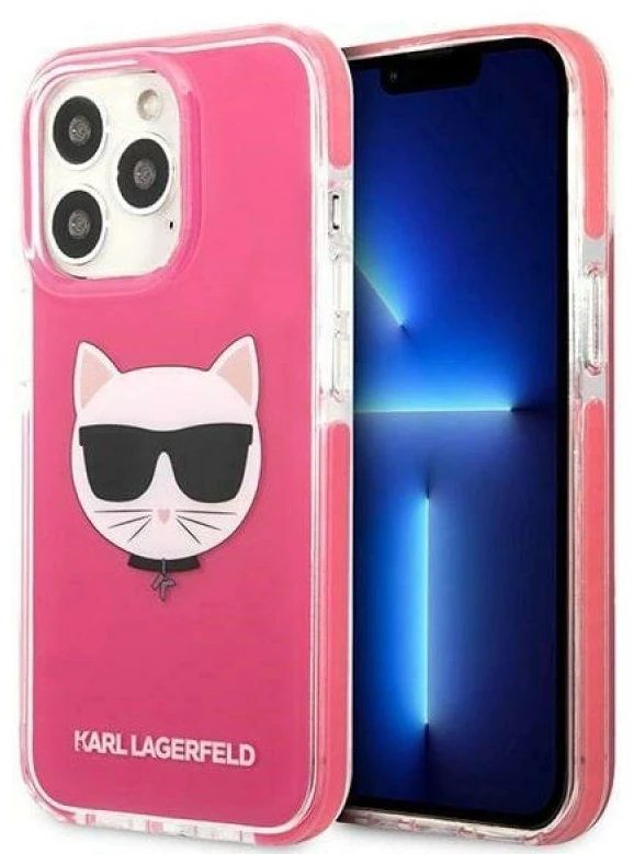 Karl Lagerfeld KLHCP13XTPECPI Apple iPhone 13 Pro Max 6,7″ kietas dėklas fuschia Choupette Head