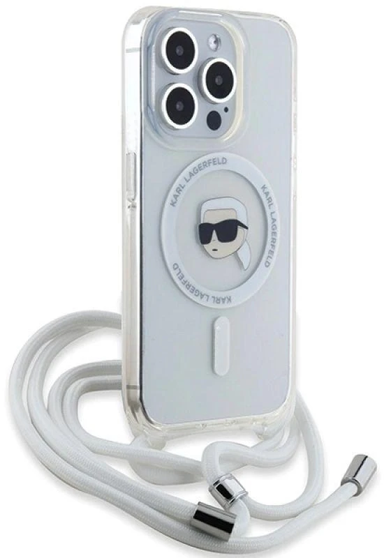 Karl Lagerfeld KLHMP15XHCKHNT Apple iPhone15 Pro Max 6.7″ kietas dėklas skaidrus Crossbody IML Karl Head Mag