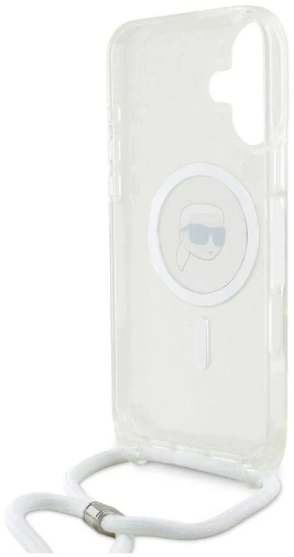 Karl Lagerfeld KLHMP16SHCKHNT Apple iPhone 16 6.1″ kietas dėklas skaidrus Crossbody IML Karl Head Magsafe