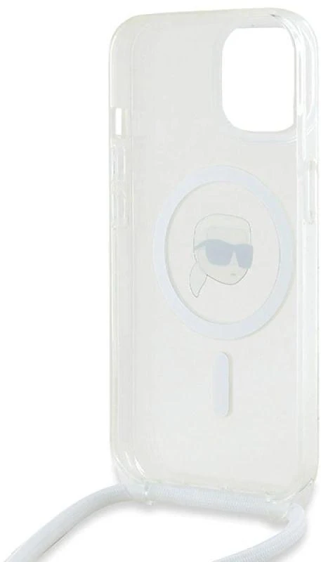 Karl Lagerfeld KLHMP15SHCKHNT Apple iPhone 15 /14 / 13 6.1″ kietas dėklas skaidrus Crossbody IML Karl Head M