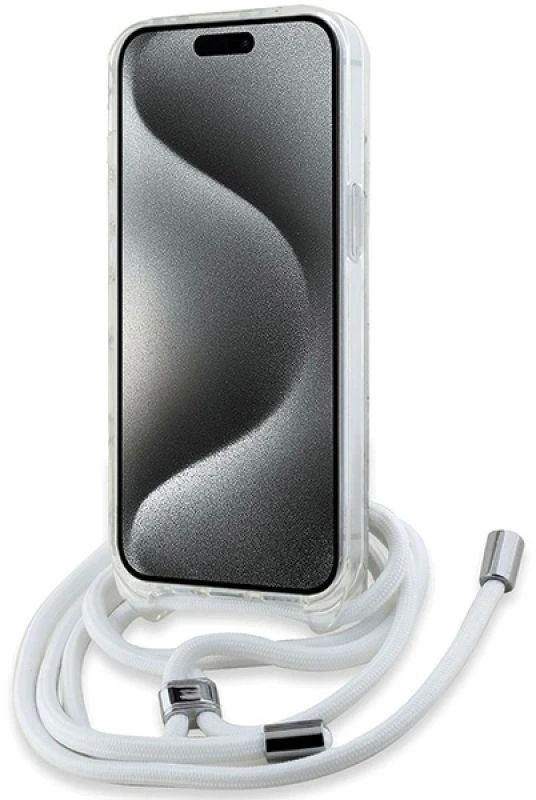Karl Lagerfeld KLHMP15SHCKHNT Apple iPhone 15 /14 / 13 6.1″ kietas dėklas skaidrus Crossbody IML Karl Head M