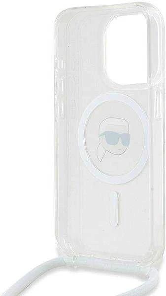 Karl Lagerfeld KLHMP15LHCKHNT Apple iPhone15 Pro 6.1″ kietas dėklas skaidrus Crossbody IML Karl Head Magsafe