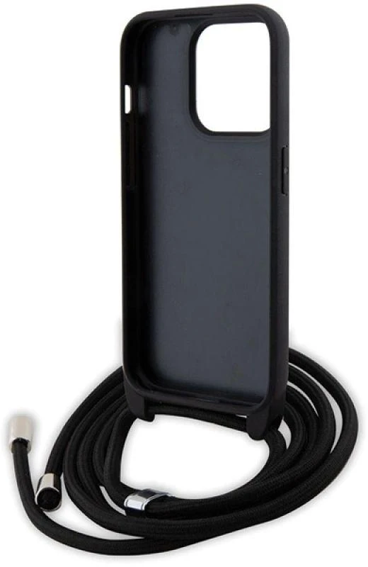 Karl Lagerfeld dėklas, skirtas iPhone 15 Pro 6,1 KLHCP15LSAKCPSK juodas HC Saffiano KC Metal Pin Crossbody