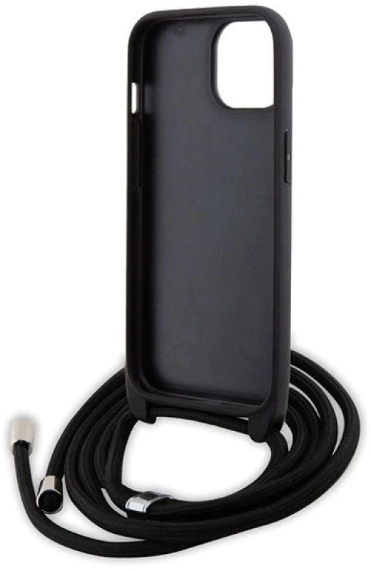 Karl Lagerfeld KLHCP15SSAKCPSK Apple iPhone 15/ 14 / 13 6.1″ kietas dėklas juodos spalvos Crossbody Saffiano Meta