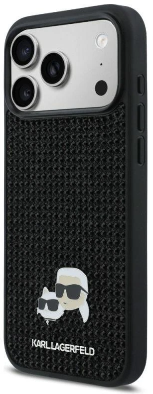 Karl Lagerfeld Deimantukų dėklas su sagtimi Karl&Choupette iPhone 17 Pro Max – juodas