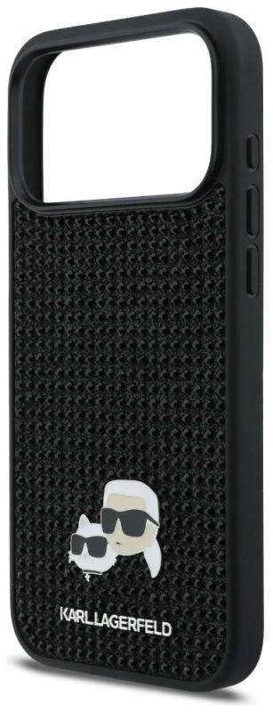 Karl Lagerfeld Deimantukų dėklas su sagtimi Karl&Choupette iPhone 17 Pro Max – juodas
