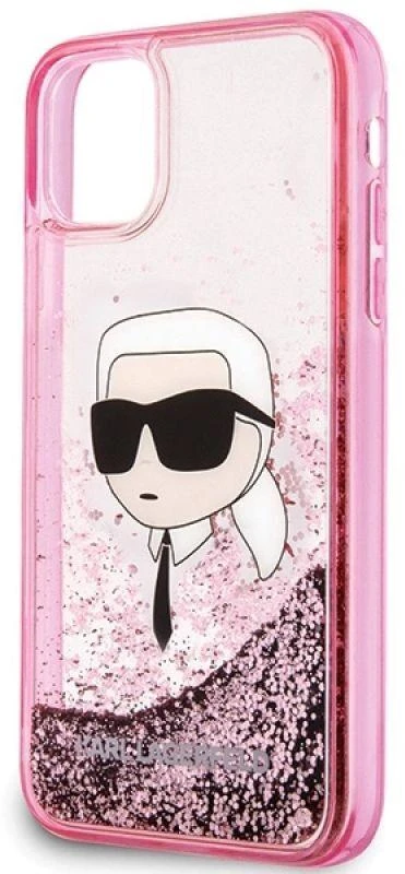 Karl Lagerfeld KLHCN61LNKHCP Apple iPhone 11/XR rožinės spalvos kietas dėklas Glitter Karl Head