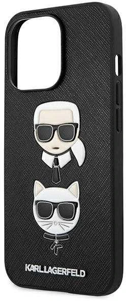 Dėklas KLHCP13LSAKICKCBK Karl Lagerfeld PU Saffiano Karl and Choupette Heads Case for iPhone 13 Pro Juodas (Juodas)