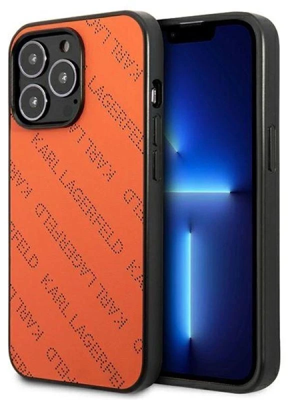 Karl Lagerfeld KLHCP13XPTLO Apple iPhone 13 Pro Max 6,7″ kietas dėklas oranžinis Perforated Allover