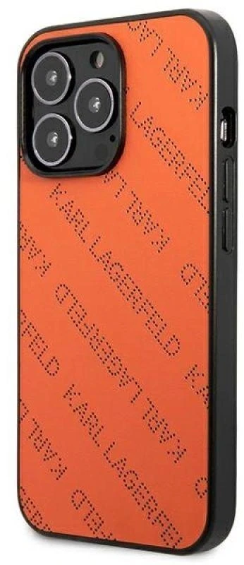 Karl Lagerfeld KLHCP13XPTLO Apple iPhone 13 Pro Max 6,7″ kietas dėklas oranžinis Perforated Allover