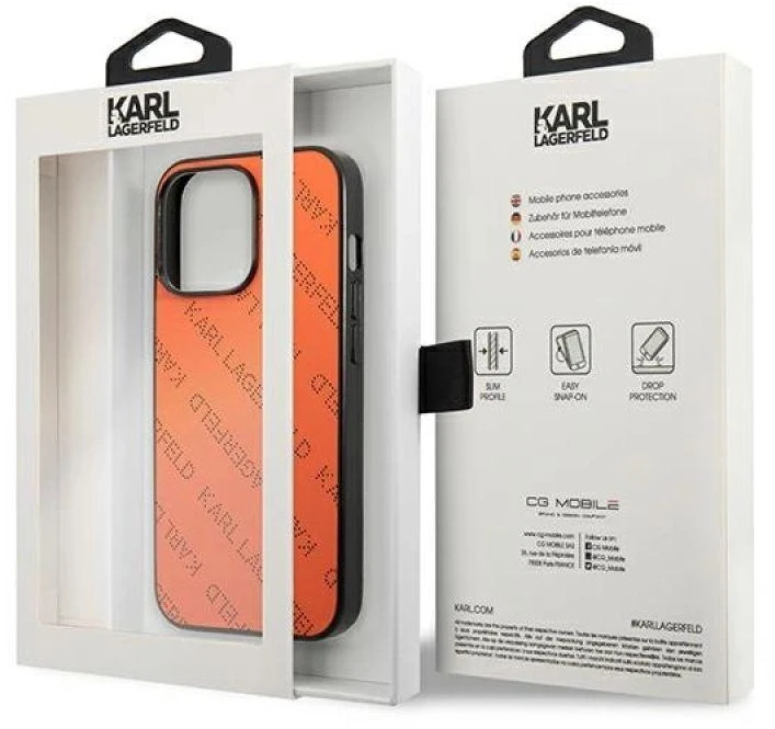 Karl Lagerfeld KLHCP13XPTLO Apple iPhone 13 Pro Max 6,7″ kietas dėklas oranžinis Perforated Allover