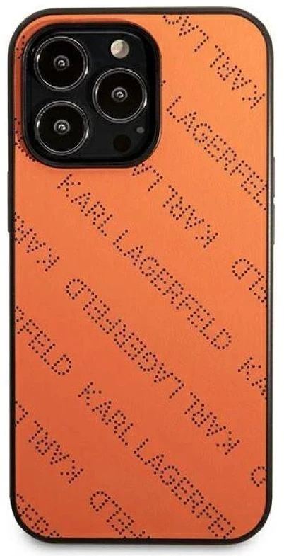 Karl Lagerfeld KLHCP13XPTLO Apple iPhone 13 Pro Max 6,7″ kietas dėklas oranžinis Perforated Allover