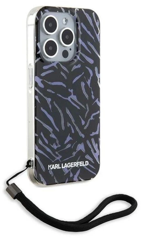 Dėklas Karl Lagerfeld KLHCP15XHZBPKCCUApple iPhone 15 Pro Max 6.7″ violetinės spalvos Zebra With Cord