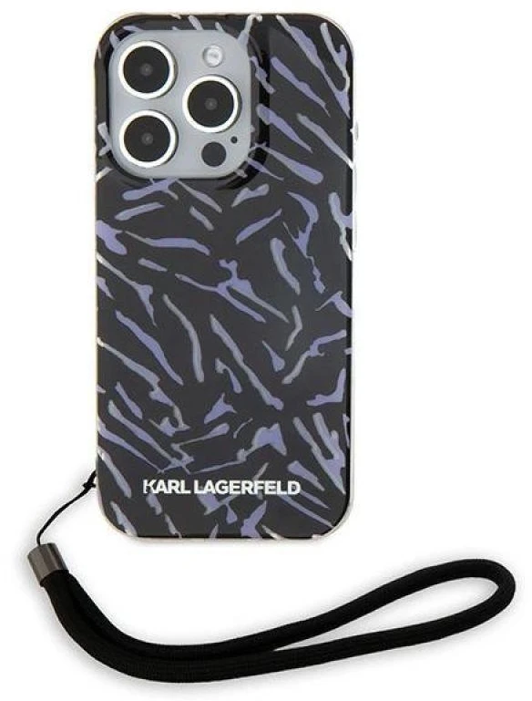 Dėklas Karl Lagerfeld KLHCP15XHZBPKCCUApple iPhone 15 Pro Max 6.7″ violetinės spalvos Zebra With Cord