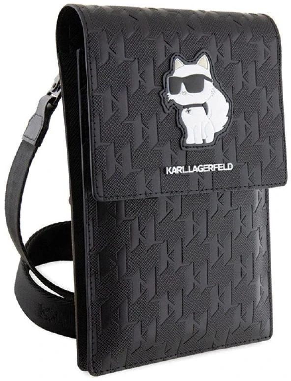 Karl Lagerfeld krepšys Saffiano Monogram Choupette (KLWBSAKHPCK) juodos spalvos