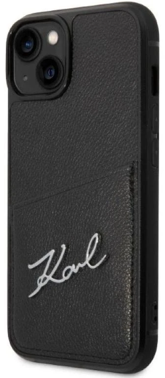 Karl Lagerfeld KLHCP14MCSSK iPhone 14 Plus / 15 Plus 6,7″ kietas dėklas juodos spalvos Signature Logo Cardsl