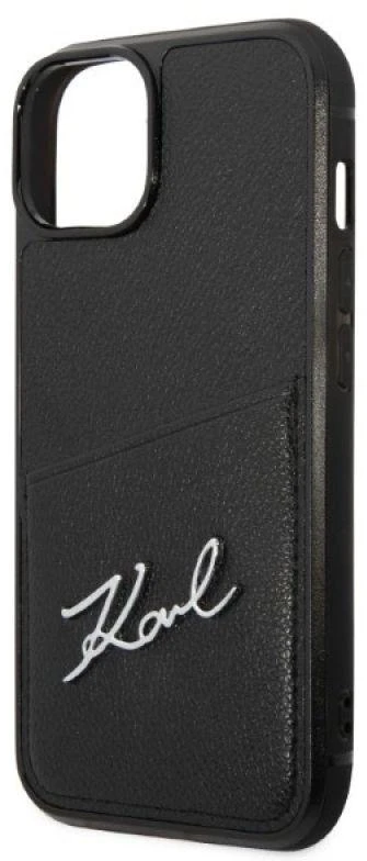 Karl Lagerfeld KLHCP14MCSSK iPhone 14 Plus / 15 Plus 6,7″ kietas dėklas juodos spalvos Signature Logo Cardsl