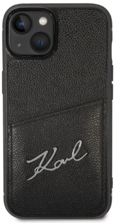 Karl Lagerfeld KLHCP14MCSSK iPhone 14 Plus / 15 Plus 6,7″ kietas dėklas juodos spalvos Signature Logo Cardsl
