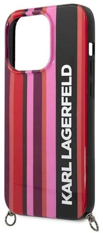 Dėklas Karl Lagerfeld KLHCP14LSTSTP Apple iPhone 14 Pro 6,1″ hardcase rožinės spalvos Color Stripes Strap