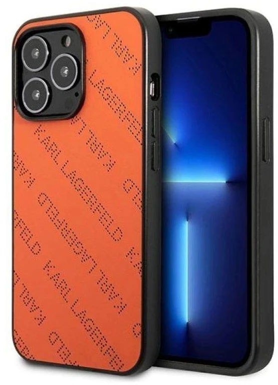 Karl Lagerfeld KLHCP13LPTLO Apple iPhone 13 Pro / 13 6,1″ kietas dėklas oranžinis Perforated Allover