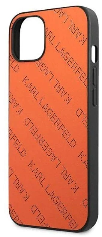 Karl Lagerfeld KLHCP13MPTLO Apple iPhone 13 / 14 / 15 6,1″ kietas dėklas oranžinis Perforated Allover