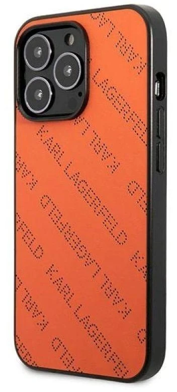 Karl Lagerfeld KLHCP13LPTLO Apple iPhone 13 Pro / 13 6,1″ kietas dėklas oranžinis Perforated Allover