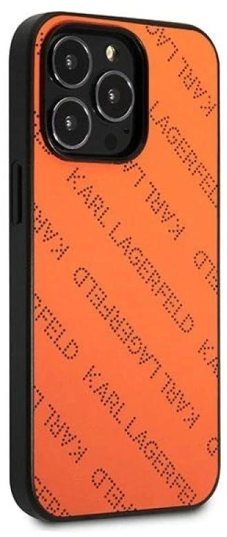 Karl Lagerfeld KLHCP13LPTLO Apple iPhone 13 Pro / 13 6,1″ kietas dėklas oranžinis Perforated Allover
