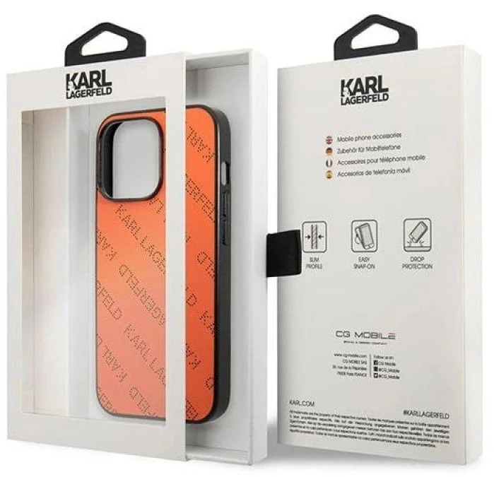 Karl Lagerfeld KLHCP13LPTLO Apple iPhone 13 Pro / 13 6,1″ kietas dėklas oranžinis Perforated Allover
