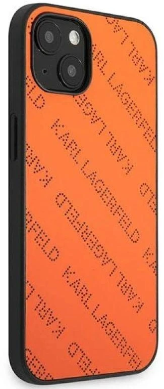 Karl Lagerfeld KLHCP13MPTLO Apple iPhone 13 / 14 / 15 6,1″ kietas dėklas oranžinis Perforated Allover