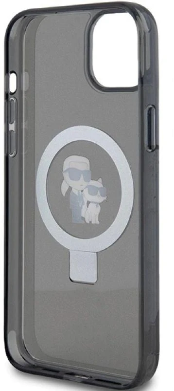 Karl Lagerfeld KLHMP14SHMRSKCK Apple iPhone 14/ 15 / 13 6.1″ juodos spalvos kietas dėklas Ring Stand Karl&Choupet