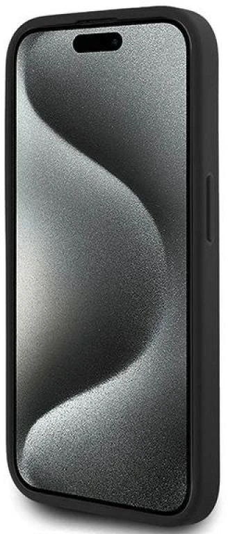 Karl Lagerfeld KLHCP15XPQDSMGK Apple iPhone 15 Pro Max 6.7″ juodos spalvos kietas dėklas Diagonal Quilted Script