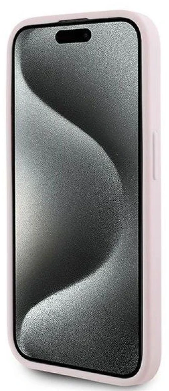 Karl Lagerfeld KLHCP15XPQDSMGP Apple iPhone 15 Pro Max 6.7″ rožinės spalvos kietas dėklas Diagonal Quilted Script