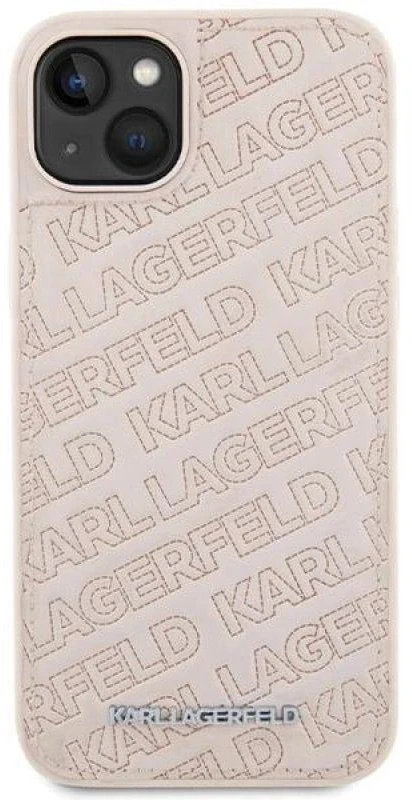 Karl Lagerfeld dėklas, skirtas iPhone 15 Plus 6,7 rožinės spalvos KLHCP15MPQKPMP HC QUILTED K PATTERN