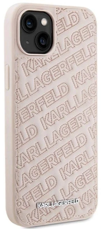 Karl Lagerfeld dėklas, skirtas iPhone 15 Plus 6,7 rožinės spalvos KLHCP15MPQKPMP HC QUILTED K PATTERN