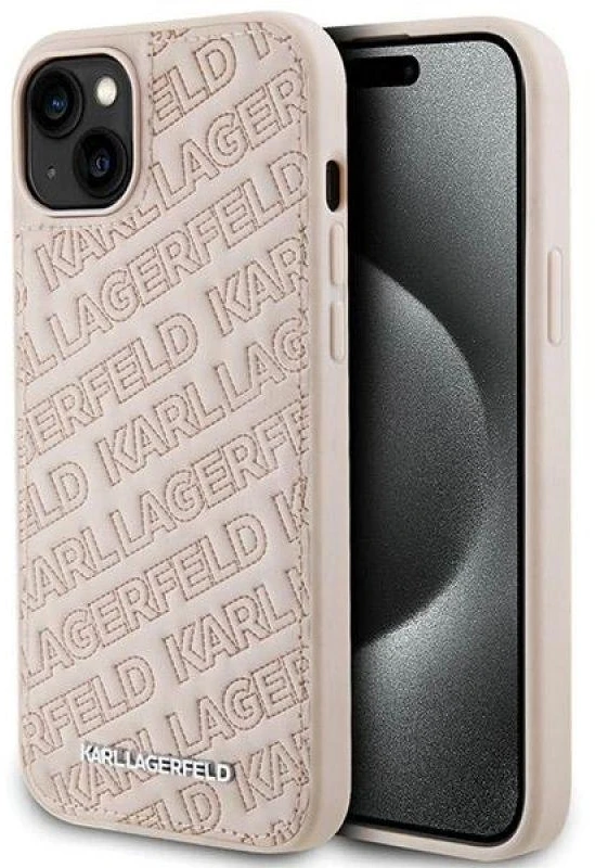 Karl Lagerfeld dėklas, skirtas iPhone 15 Plus 6,7 rožinės spalvos KLHCP15MPQKPMP HC QUILTED K PATTERN