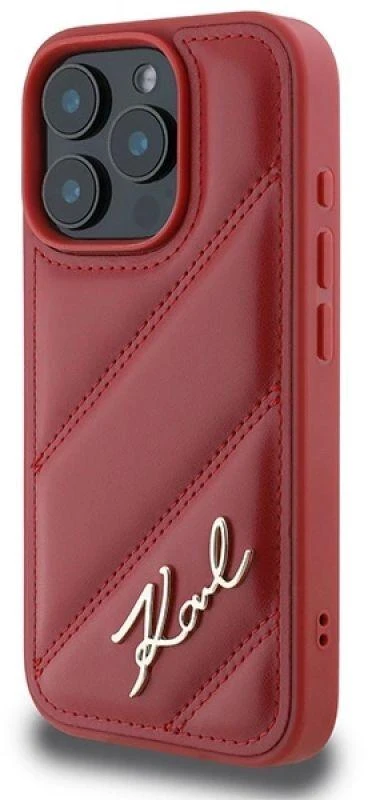 Karl Lagerfeld KLHCP16LPQDSMGR Apple iPhone 16 Pro 6.3″ red kietas dėklas Quilted Signature