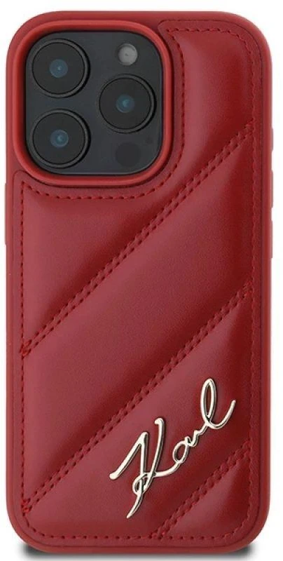Karl Lagerfeld KLHCP16LPQDSMGR Apple iPhone 16 Pro 6.3″ red kietas dėklas Quilted Signature