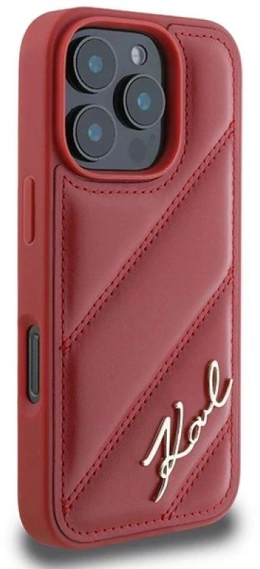 Karl Lagerfeld KLHCP16LPQDSMGR Apple iPhone 16 Pro 6.3″ red kietas dėklas Quilted Signature