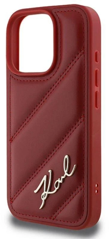 Karl Lagerfeld KLHCP16LPQDSMGR Apple iPhone 16 Pro 6.3″ red kietas dėklas Quilted Signature