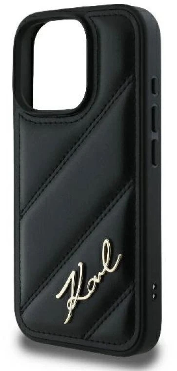 Karl Lagerfeld KLHCP16LPQDSMGK Apple iPhone 16 Pro 6.3″ juodos spalvos kietas dėklas Quilted Signature