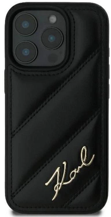 Karl Lagerfeld KLHCP16LPQDSMGK Apple iPhone 16 Pro 6.3″ juodos spalvos kietas dėklas Quilted Signature