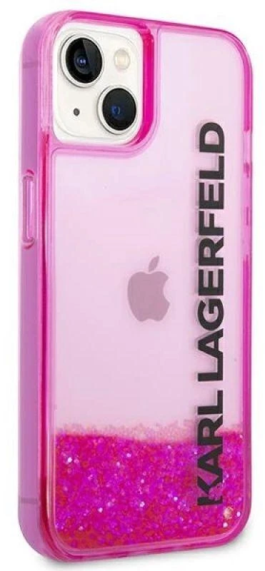 Karl Lagerfeld KLHCP14MLCKVF Apple iPhone 14Plus / 15 Plus 6,7″ rožinės spalvos kietas dėklas Liquid Glitter Elong