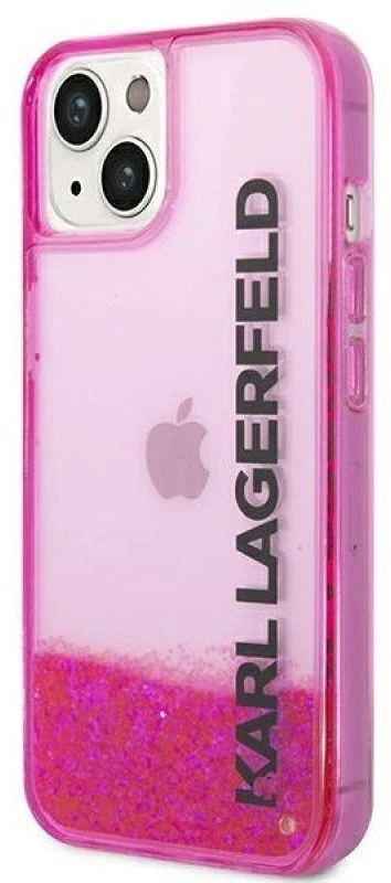 Karl Lagerfeld KLHCP14MLCKVF Apple iPhone 14Plus / 15 Plus 6,7″ rožinės spalvos kietas dėklas Liquid Glitter Elong